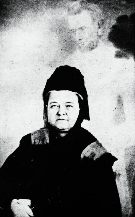 Mary Todd Lincoln with the "ghost" of Lincoln