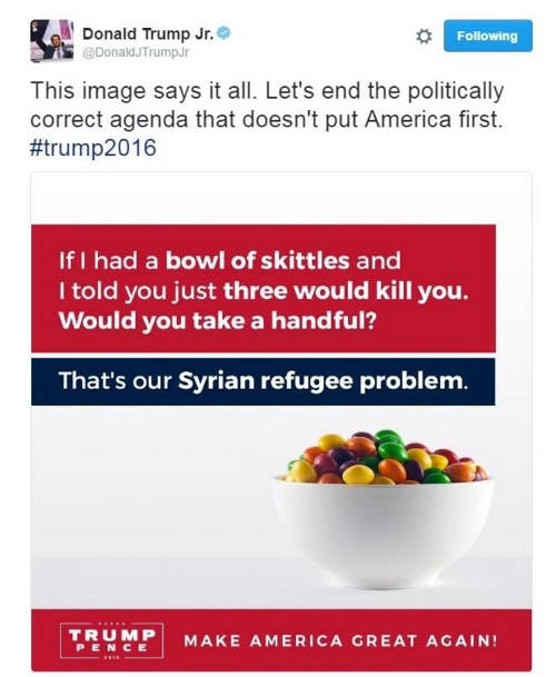 Donald Trump Jr Skittles tweet
